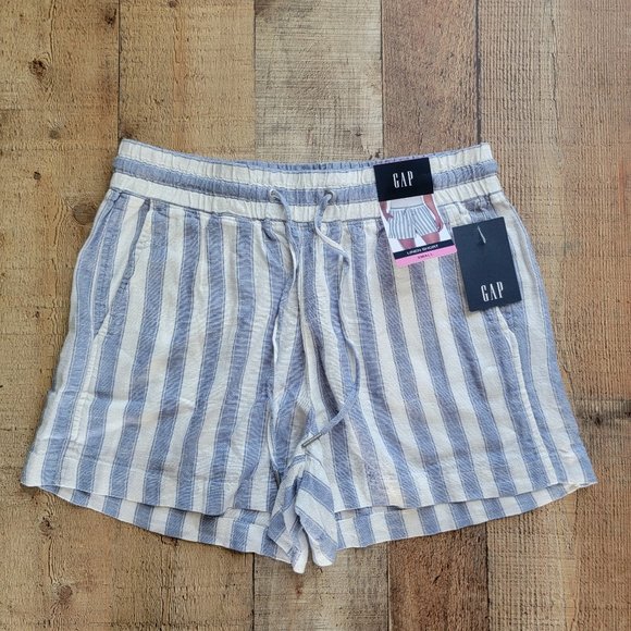 GAP Pants - Gap English Manor Stripe Linen Blend Drawstring Shorts